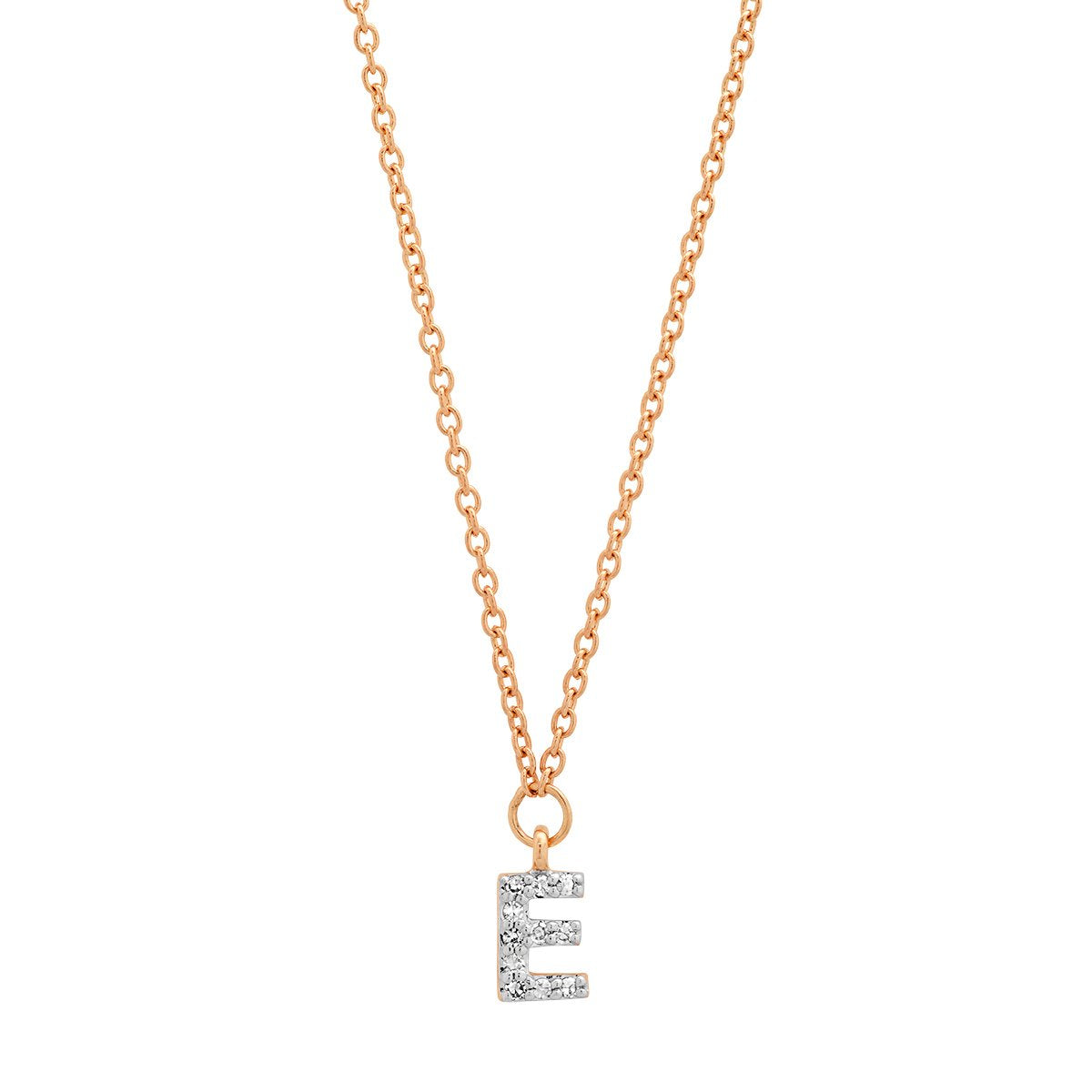 14K Rose Gold Diamond Mini Initial Necklace